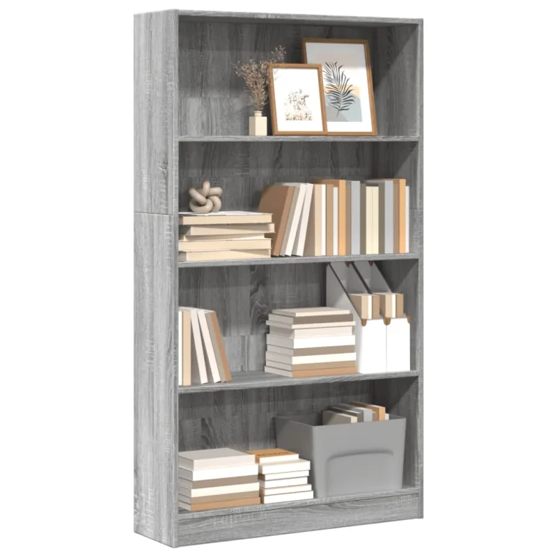 Librería sonoma gris de 80x24x143 cm, madera de ingeniería. - pangivo
