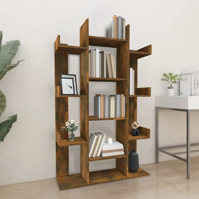 Librería de roble ahumado de 86 x 25,5 x 140 cm. madera de ingeniería. - pangivo