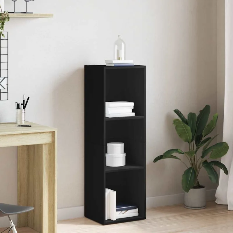 Librería/mueble para tv negro, 36x30x114 cm, madera de ingeniería. - pangivo