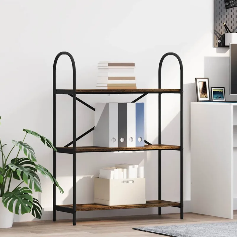 Estantería de roble ahumado de 80 x 30 x 109 cm, fabricada en madera de ingeniería. - pangivo