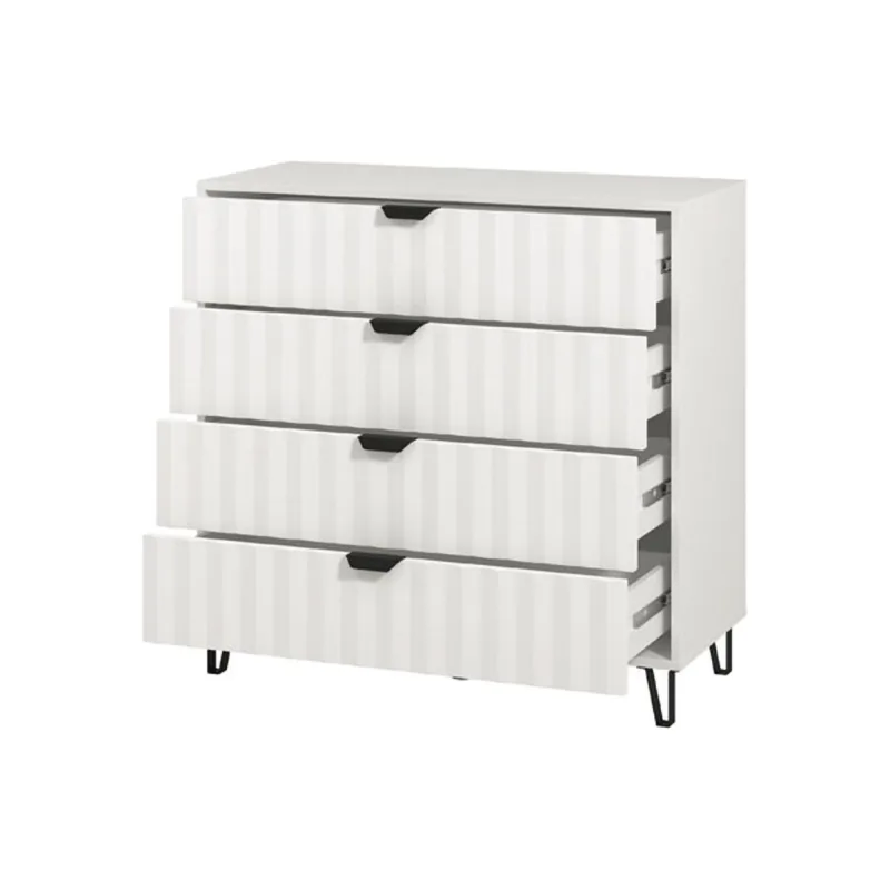 Cómoda, 4 cajones apertura deslizante, cierre deslizante, 93x40x90h cm blanco - maggiora