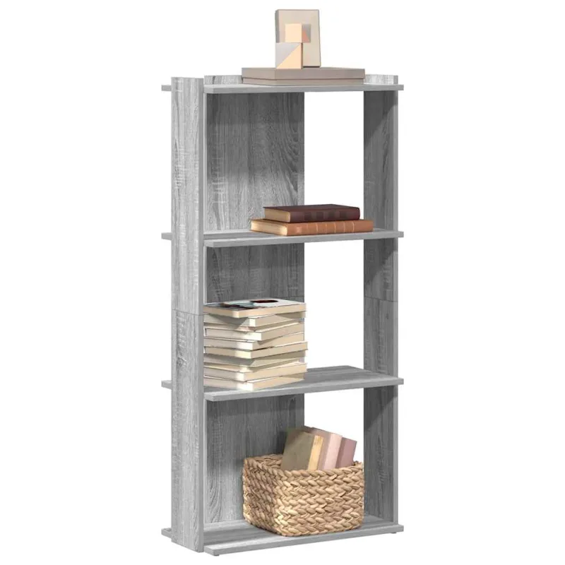 Librería sonoma de 3 niveles, color gris, 60x30x120 cm - pangivo
