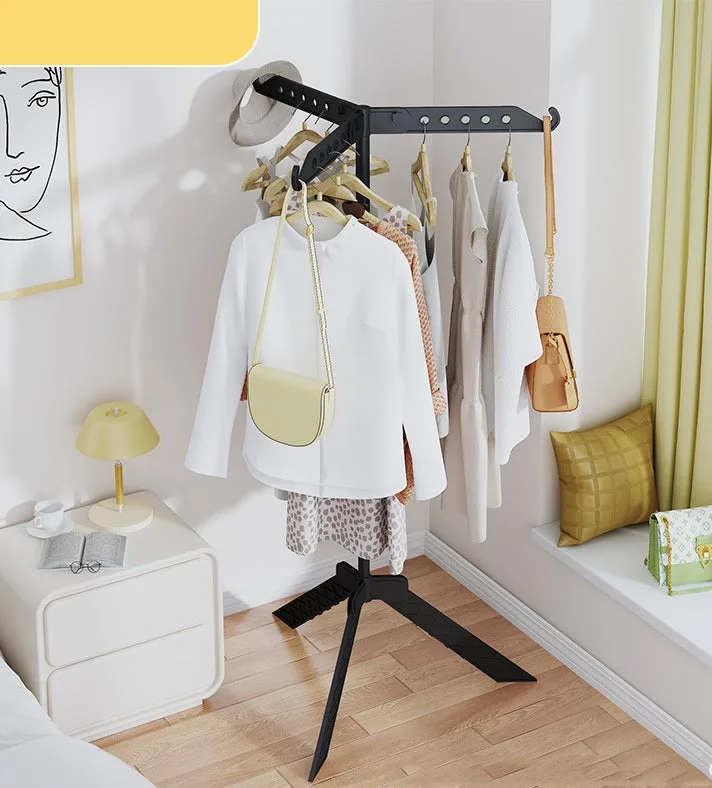 Soporte de secado de ropa plegable, diseño giratorio de 360 ​​°, balcón, secado de ropa, estante de prenda multifuncional, negro