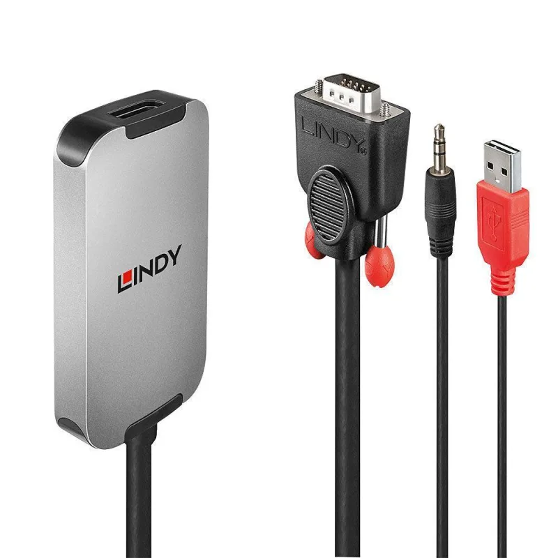 Lindy 38296 adaptador de cable de vídeo negro, blanco