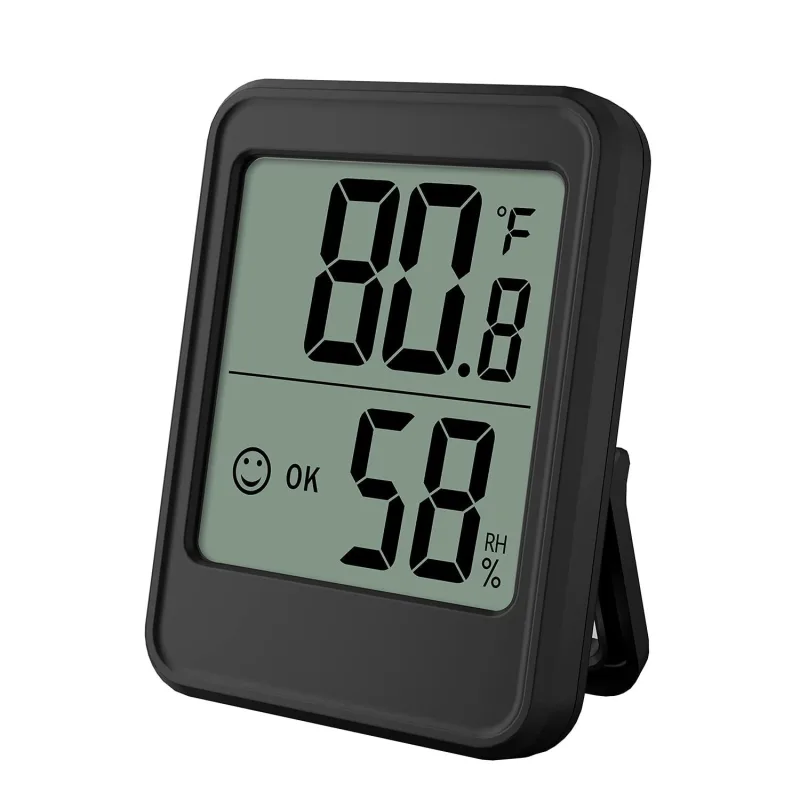 Higrómetro digital de interior, monitor de temperatura y humedad para dormitorios, habitaciones infantiles e invernaderos(negro, sin retroiluminación)