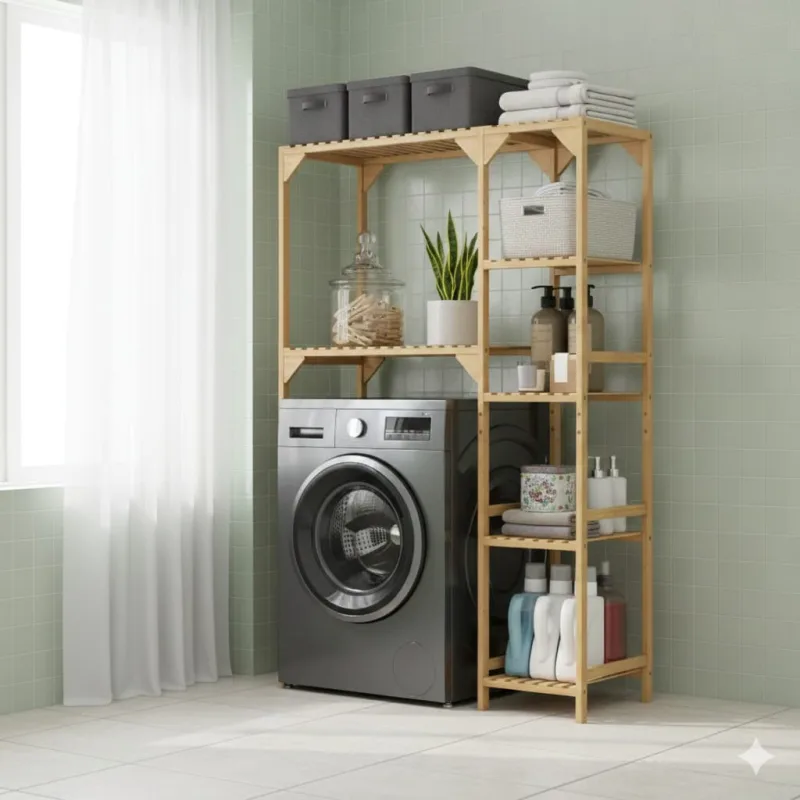 Estantería lavadora essenza bambú natural 100x40x157 cm ajustable