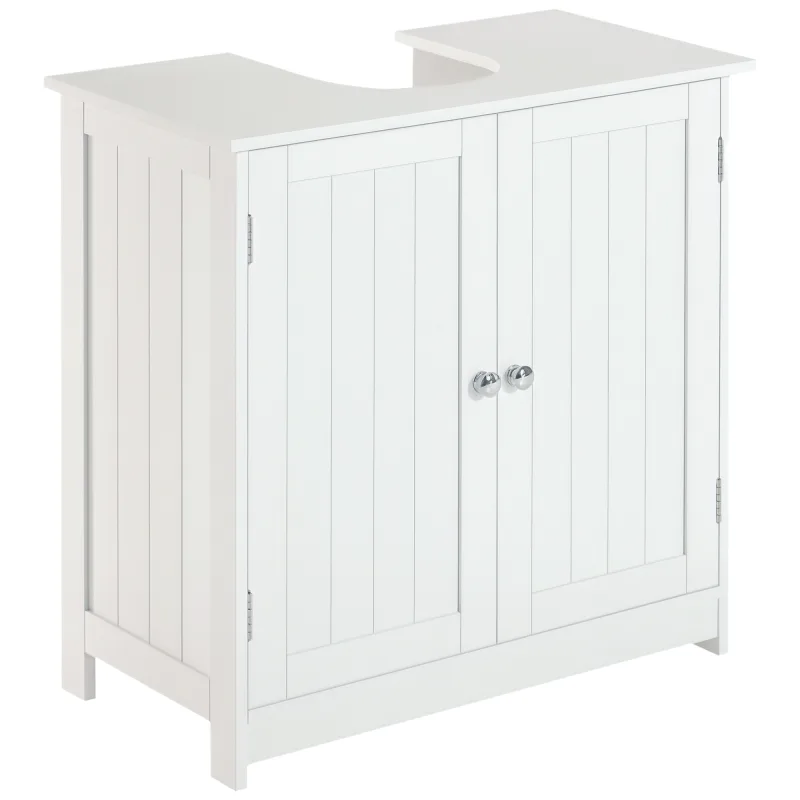 Mueble lavabo blanco 60x30x60cm con 2 puertas y estante regulable cuarto de baño