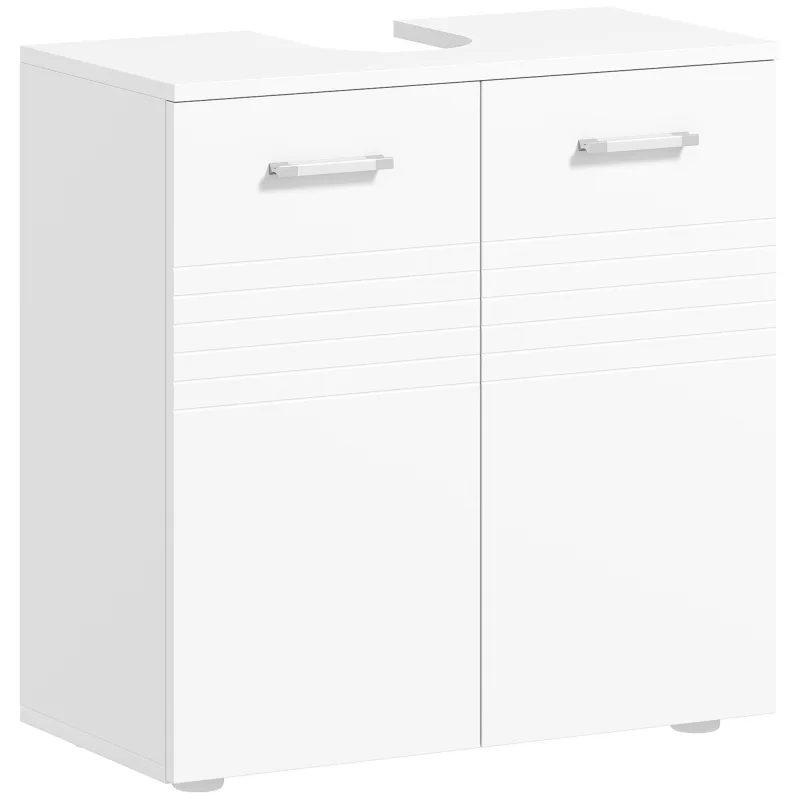 Mueble lavabo baño 2 puertas estante ajustable 60x30x62.5cm blanco moderno