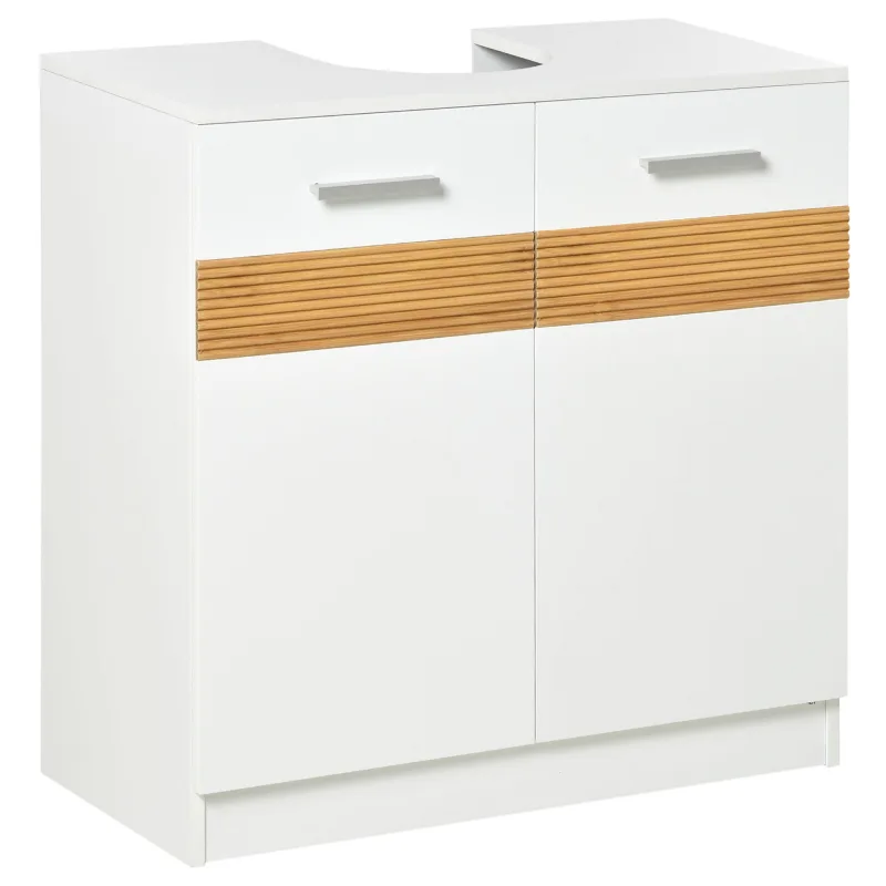 Mueble lavabo 60cm blanco 2 puertas estante interior armario baño