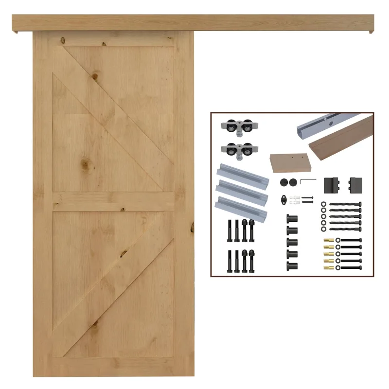 Kit herrajes puerta corredera 200cm - riel madera aleación aluminio marrón 75kg