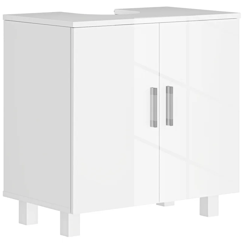 Mueble lavabo baño 2 puertas mdf blanco 60x35x60cm anti-vuelco