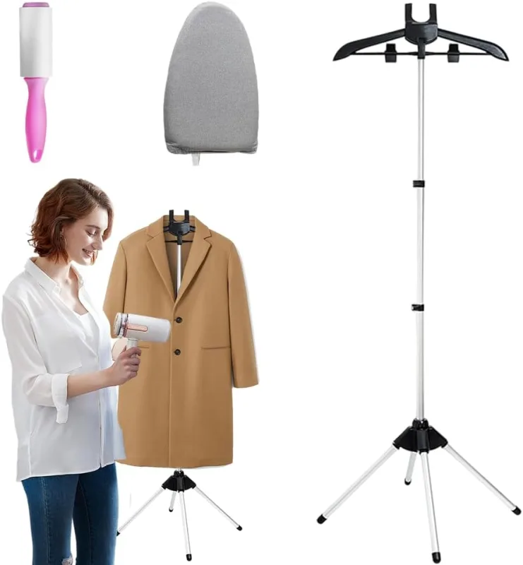 Tendedero a vapor telescópico plegable, tendedero a vapor portátil, tendedero de ropa ajustable en altura (negro)