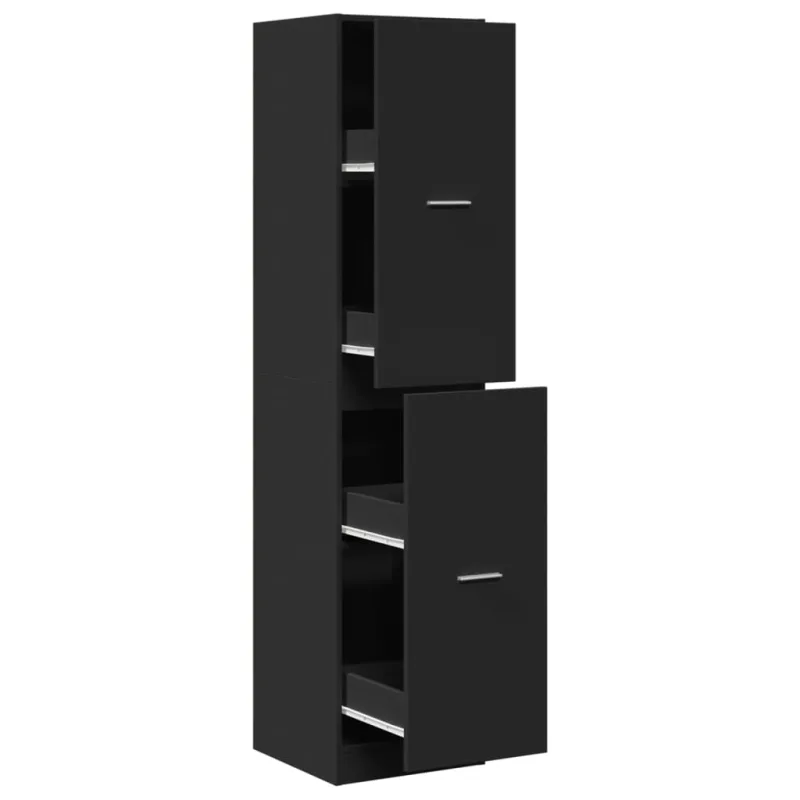 Mueble boticario multiusos almacenaje 40 x 41 x 174 cm estilo moderno madera de ingeniería negra 02_0055668