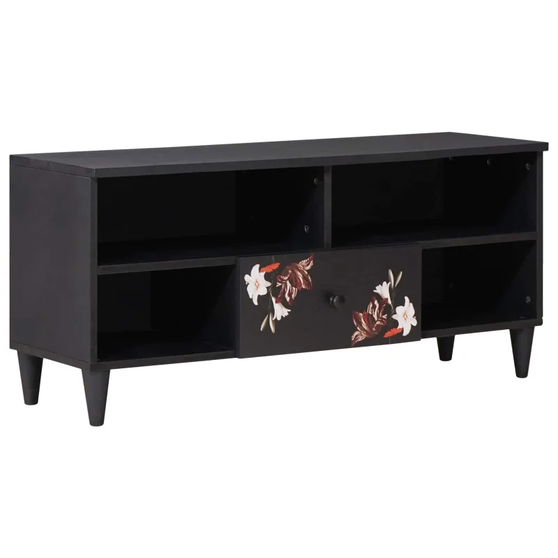 Moderno rio de almacenaje rectangular con estampado floral 100 x 33,5 x 46 cm fabricado en madera de 02_0057858