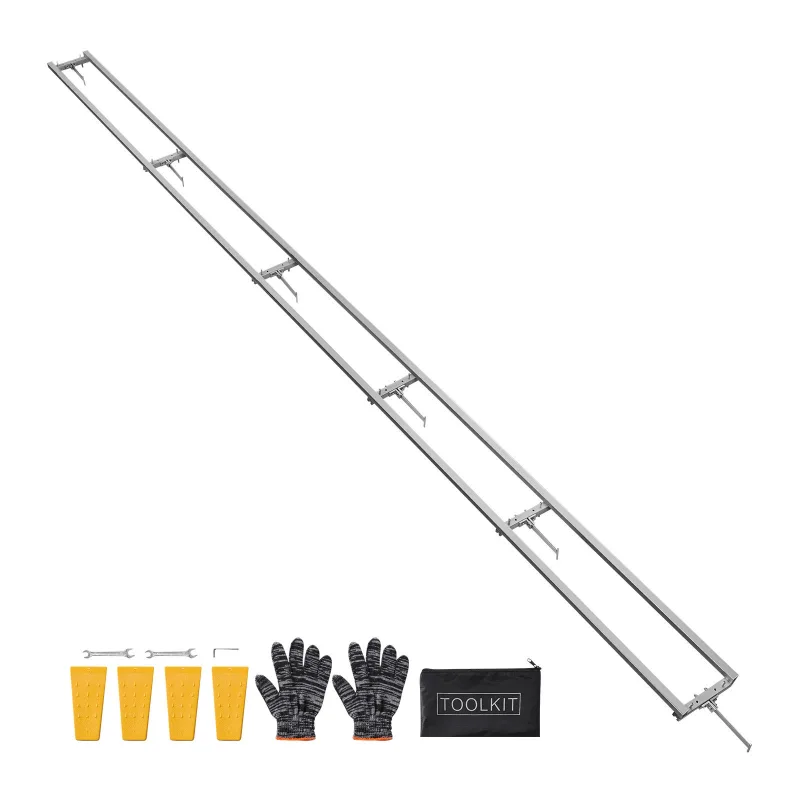 Riel guía vevor para aserradero portátil móvil, rango de corte de 4,57 m, guía ajustable, con 6 travesaños y 4 calzas, para carpinteros