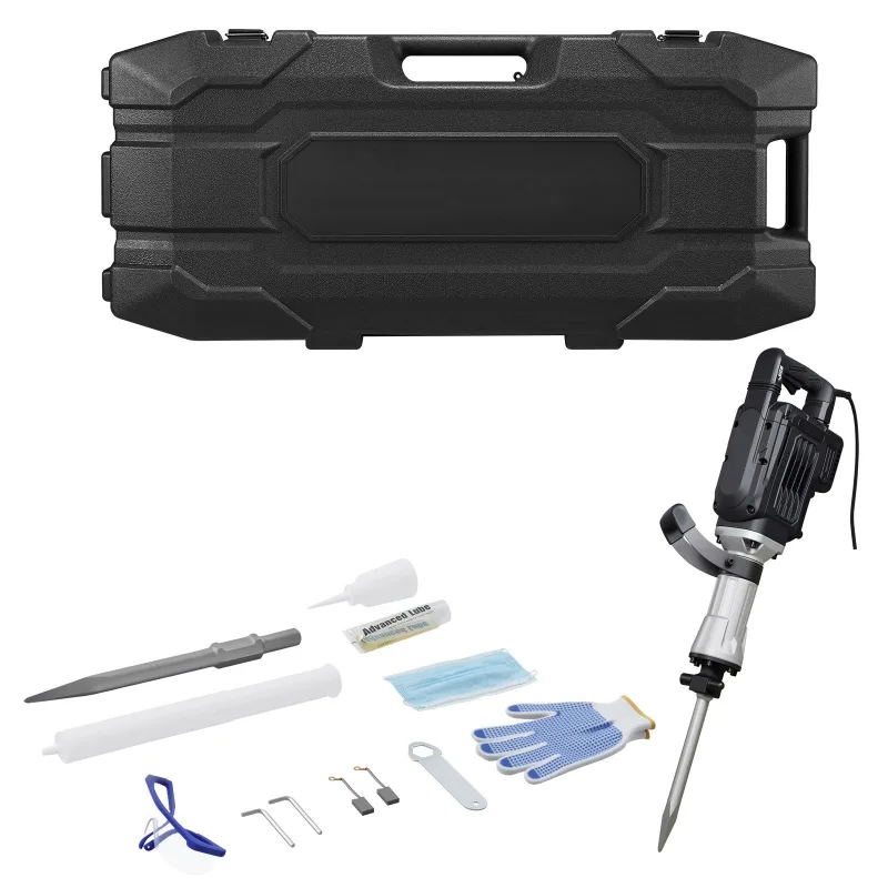 Martillo demoledor eléctrico succebuy 3000w, herramienta robusta con 1700 bpm, viene con cincel puntiagudo, estuche de transporte, guantes