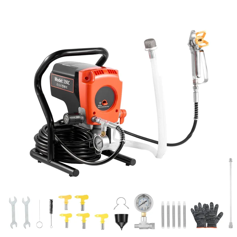 Pulverizador pintura succebuy sin aire 900 w, pulverización alta presión 3300 psi, accesorios como cepillo, manguera, varilla extensión y boquillas
