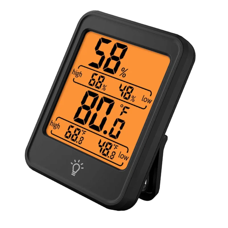 Termómetro e higrómetro de interior, monitor de temperatura y humedad con retroiluminación, registro máximo/mínimo, conversión °f/°c, negro