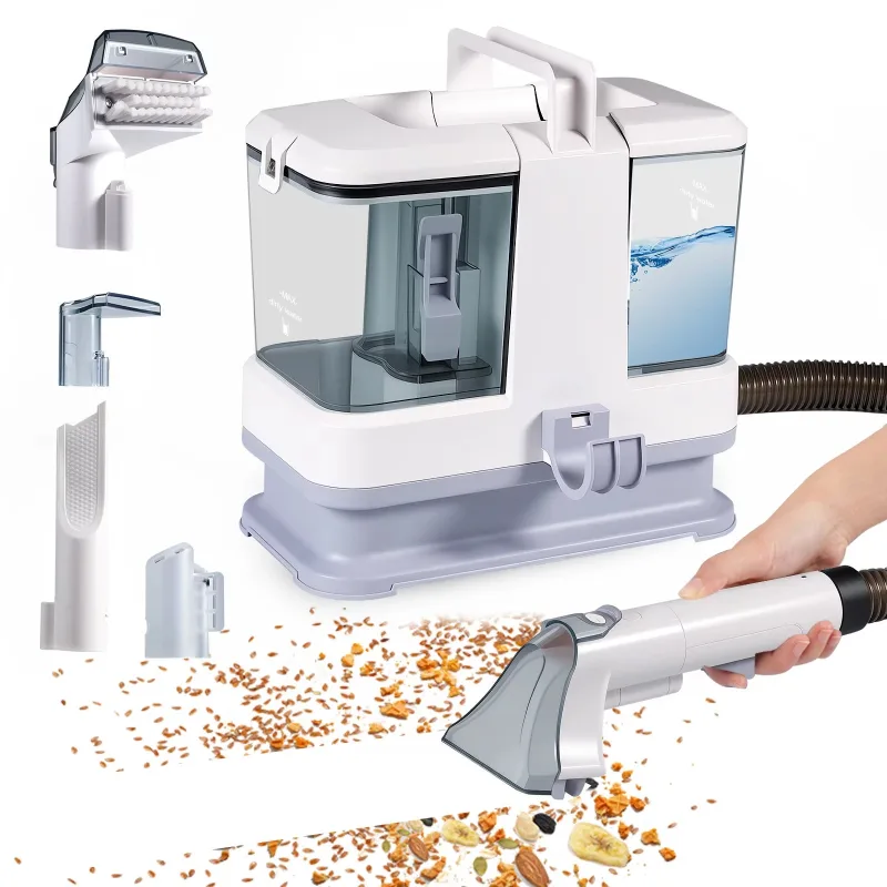 Moorle limpiador de alfombras portátil, aspiradora y máquina de limpieza de telas — 400 w, 9 kpa — para sofás, alfombras y asientos de coche (blanco)