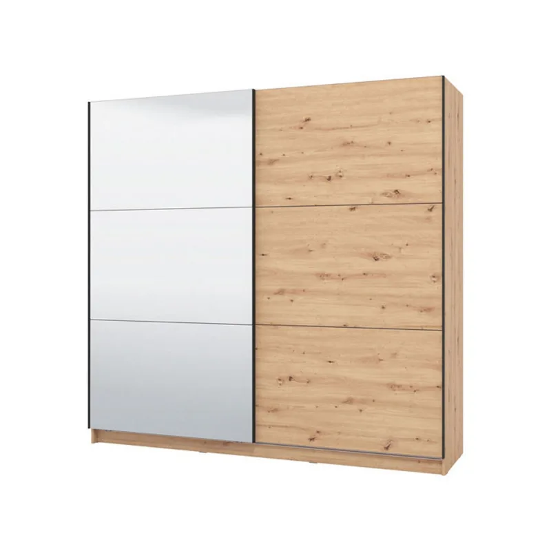 Armario grande, 8 estantes, puerta corredera, 217x210h cm roble nudo marrón - soncino