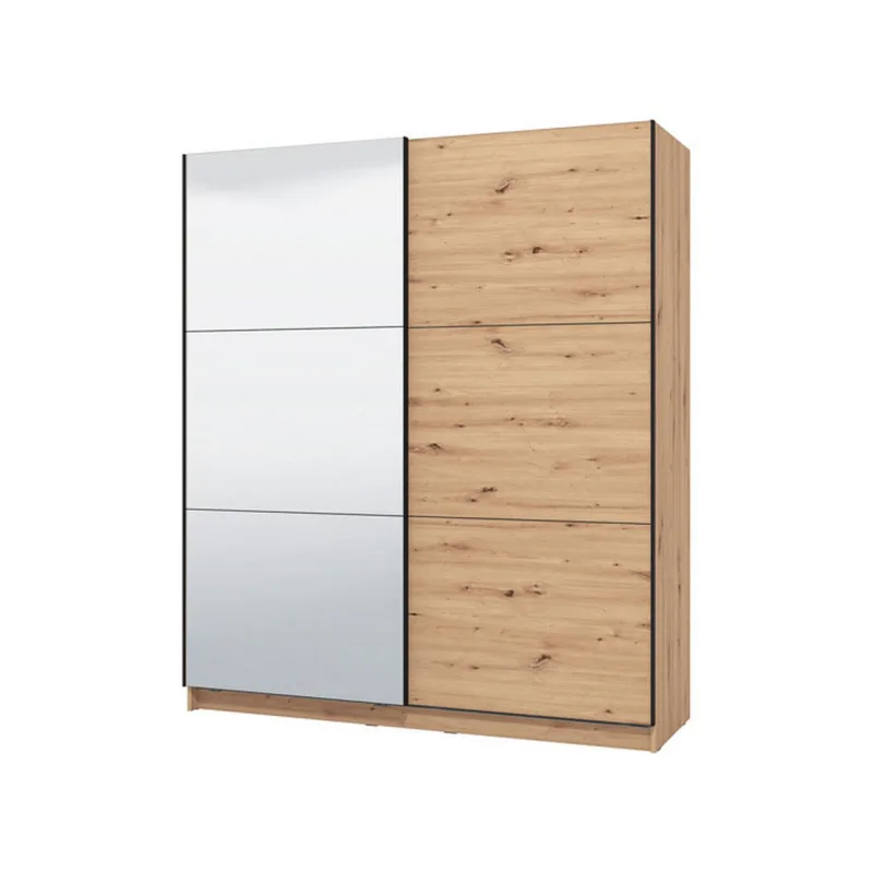 Armario grande, perchero 5 estantes, apertura corredera, 179x210h cm roble marrón nudos - verzino