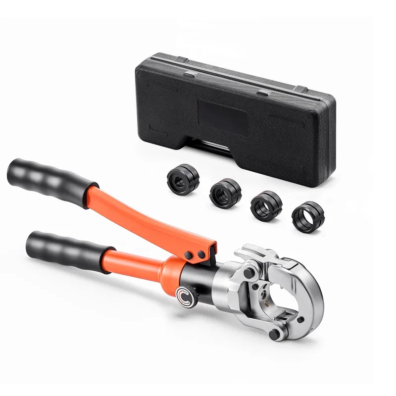 Herramienta de engarce hidráulica succebuy para tuberías pex y aluminio-plástico, equipada con mordazas u16, u20, u25 y u32, con estuche de transporte