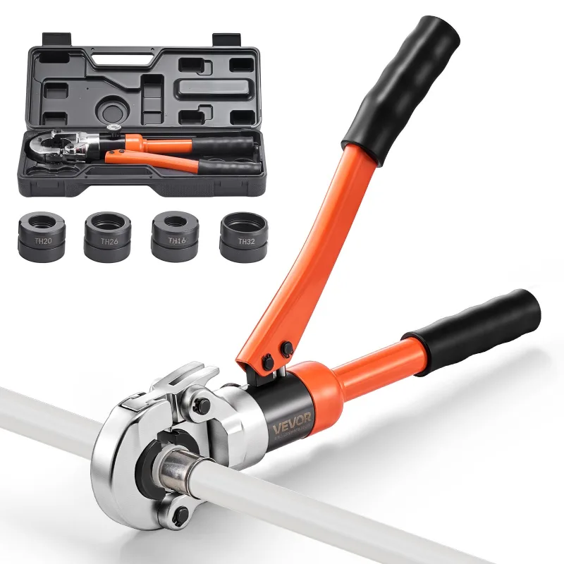 Herramienta crimpado hidráulica vevor, con mordazas th16, th20, th26 y th32, maletín transporte, kit crimpado para reparación e instalación fontanería