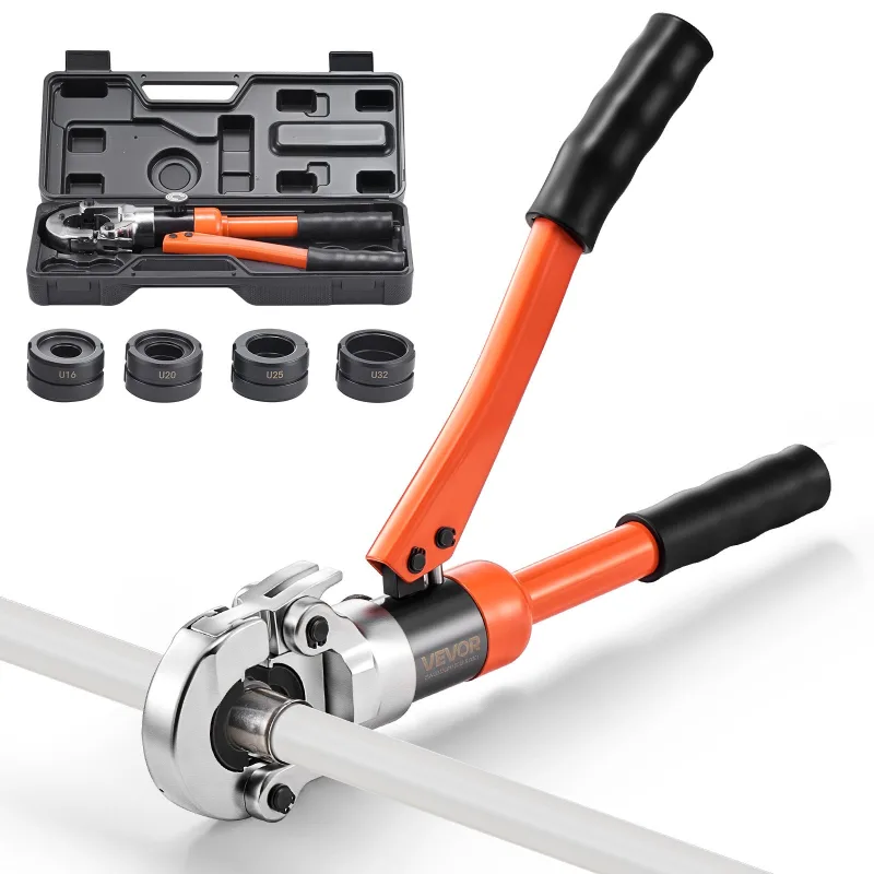 Herramienta crimpado hidráulica vevor, con mordazas u16, u20, u25 y u32, maletín transporte, kit crimpado para reparación e instalación de fontanería