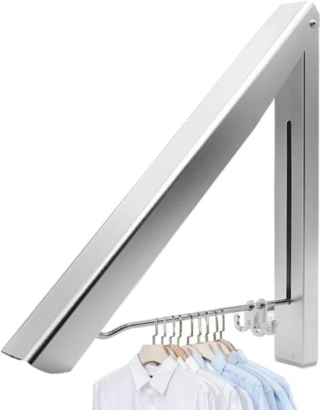 (1 perchero, plata)perchero plegable, perchero plegable interior, aluminio, organizador almacenaje hogar mura percha