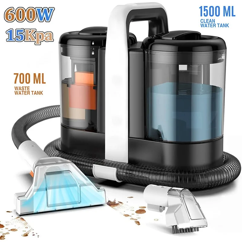 Moorle limpiador portátil de alfombras (limpieza localizada), quitamanchas de mano, 600 w, 15 kpa; apto para sofás, cortinas y asientos de coche.