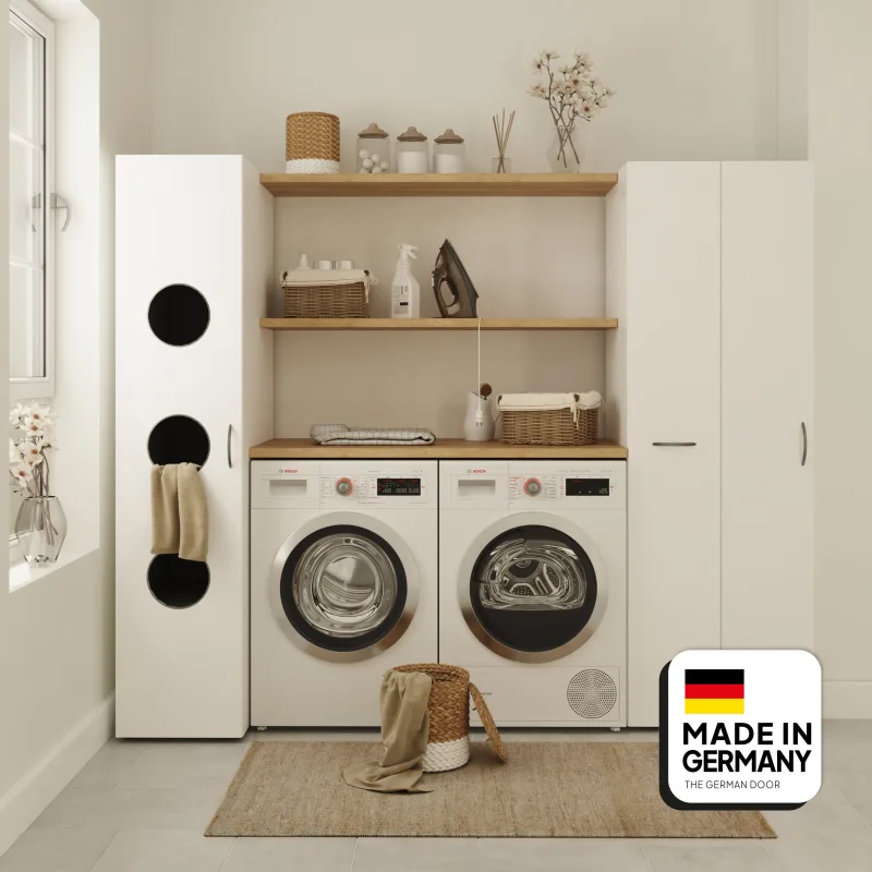 Armario landau de colada 3 orificios frontales 4 baldas 2 cestos ropa sucia 40x185 cm | tgdhome | calidad alemana