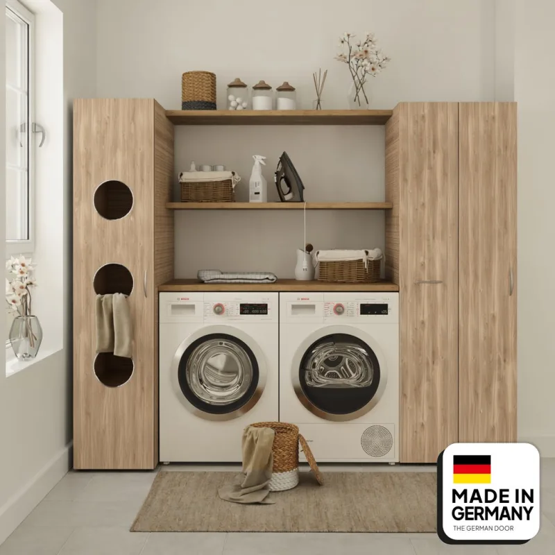 Armario landau de colada 3 orificios frontales 4 baldas 2 cestos ropa sucia 40x185 cm | tgdhome | calidad alemana