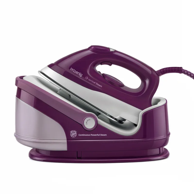 H.koenig v8 centro de planchado a vapor 2400 w | 8 bares alta presión | vapor continuo 100 g/min | suela cerámica | depósito 1,7 l extraíble