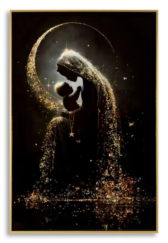 Decoración de pared | impresión sobre lienzo maternidad lacado con marco -a- cm 60x3,5x90