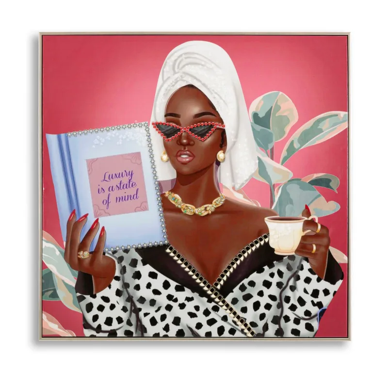 Decoración de pared | lienzo lacado spa de lujo con marco -b- cm 82x4x82