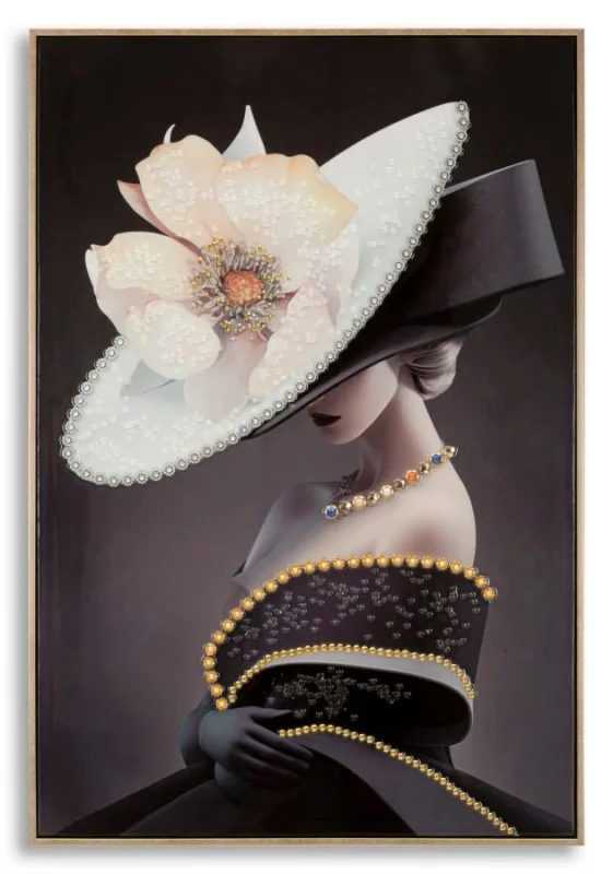 Decoración de pared | pintura de pared lacada con marco sombrero de viena -b- cm 62x4x92