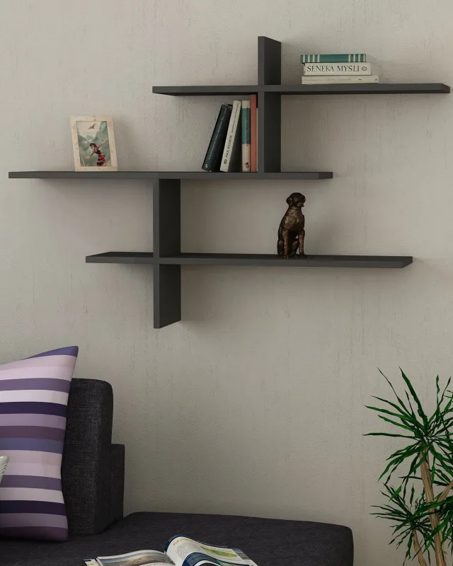 Estantería de pared leta grafito para hogar moderno mueble de almacenaje - homekit