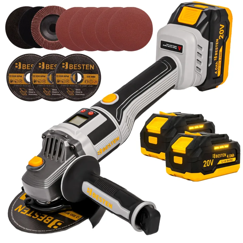 Amoladora angular a batería besten be0002915 125 mm sin escobillas con 2 baterías 4ah