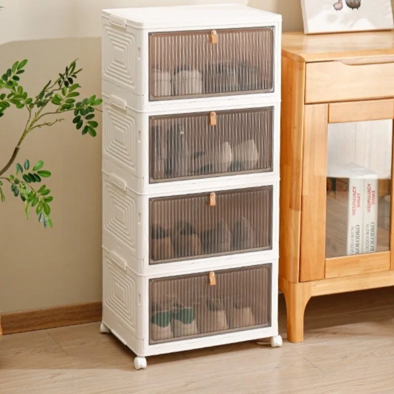 Cajas de almacenamiento plegables bextcok, zapatero para la entrada del hogar, contenedores de almacenamiento de varios niveles.