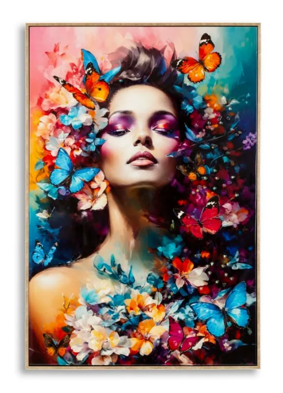 Decoración de pared | pintado sobre lienzo lacado marty con marco -h- cm 62x4x92