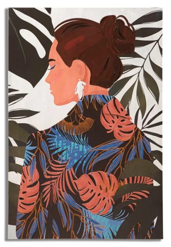 Decoración de pared | impresión/pintura mural lady jungle -b- cm 80x2,8x120