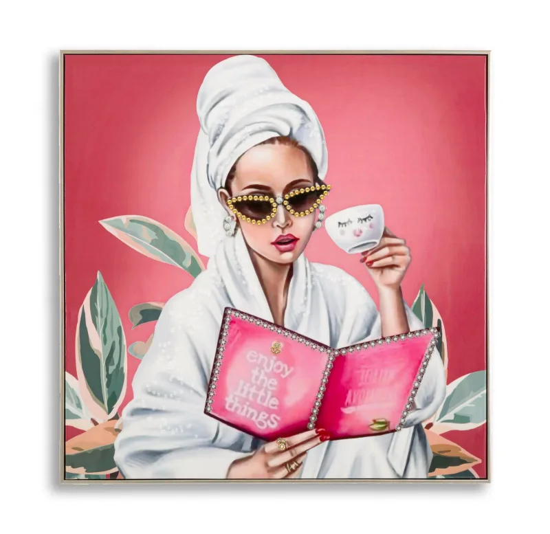 Decoración de pared | lienzo lacado spa de lujo con marco -alto- cm 82x4x82