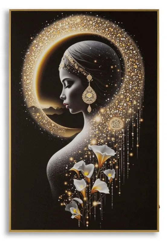 Decoración de pared | impresión sobre lienzo con led inda laquared con marco cm 60x3,5 x90