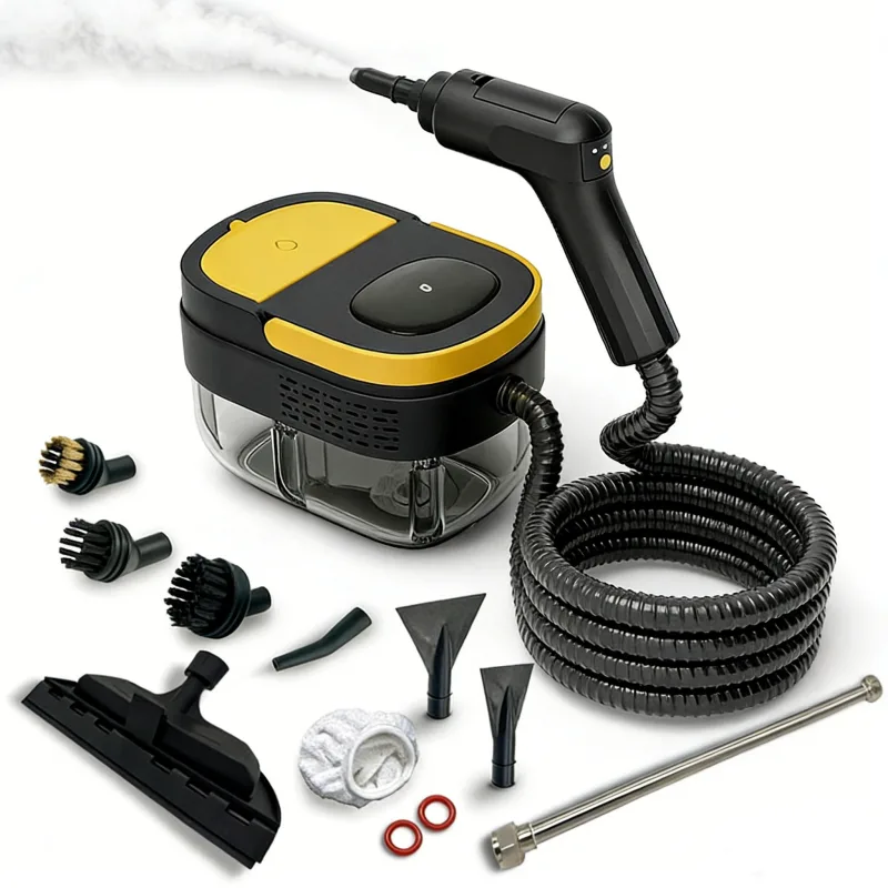 Autrucker limpiador a alta presión, limpiador de baños, esterilización a alta temperatura (negro y amarillo - juego de 9 piezas)