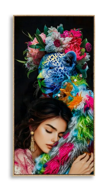 Decoración de pared | lienzo lacado moira con marco -b- cm 52x4x102