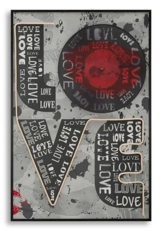 Decoración de pared | impresión sobre lienzo con led love cm 60x3,5x90 (aplicación acrílica 3d)