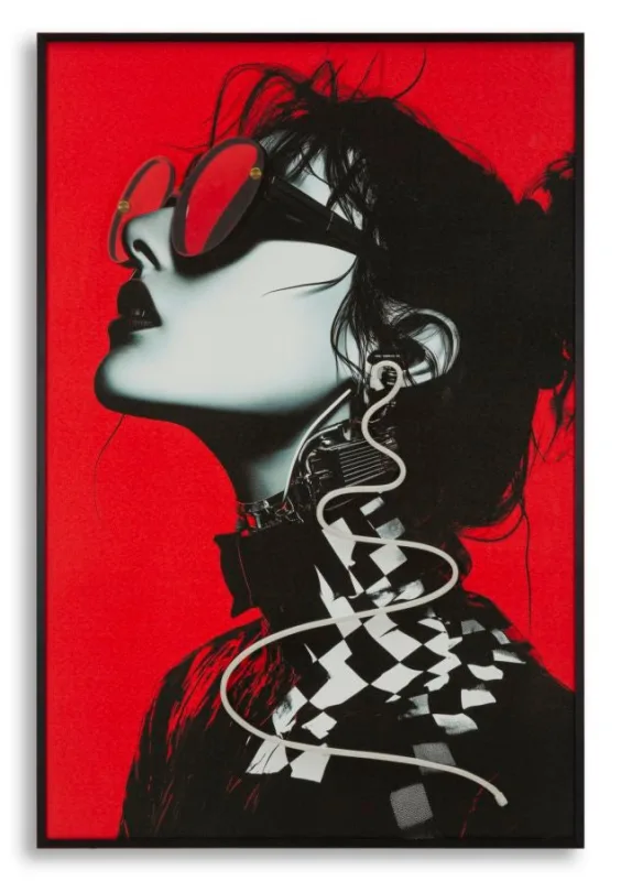 Decoración de pared | impresión sobre lienzo con led psyco -b- cm 60x3,5x90 (aplicación acrílica 3d)