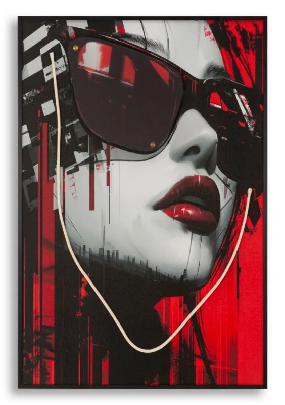 Decoración de pared | impresión sobre lienzo con led psyco -a- cm 60x3,5x90 (aplicación acrílica 3d)