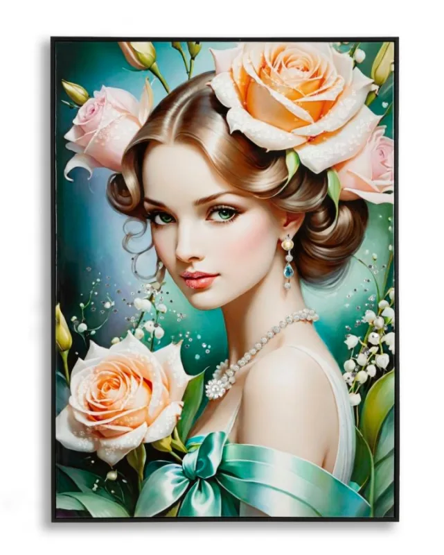 Decoración de pared | lienzo lacado fantasía con marco -b- cm 72x4x102