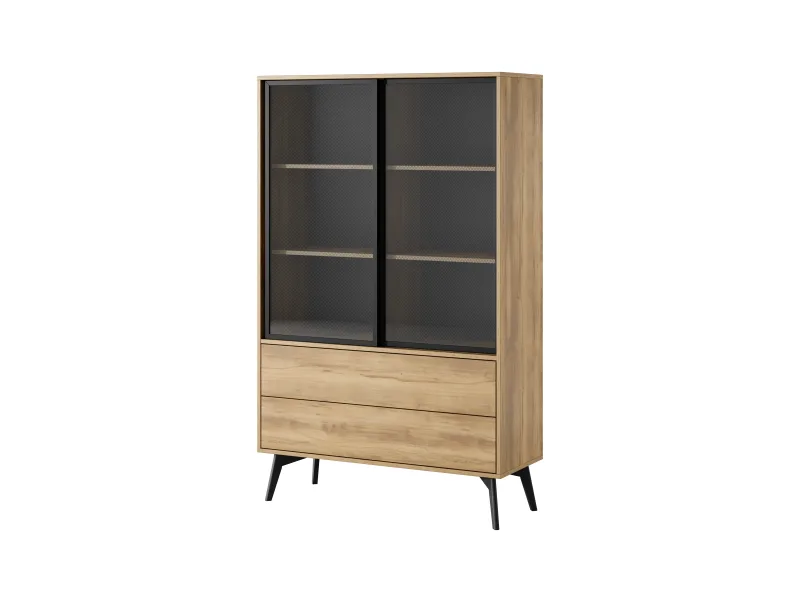 Vitrina, roble barroco dorado, 100 x 165 x 39 cm